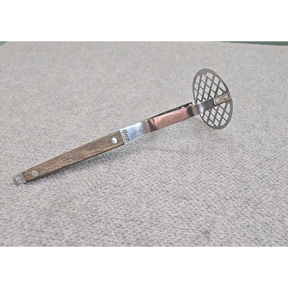 Vintage Royalton Stainless Potato Masher Wood Handle Japan 10 Inches